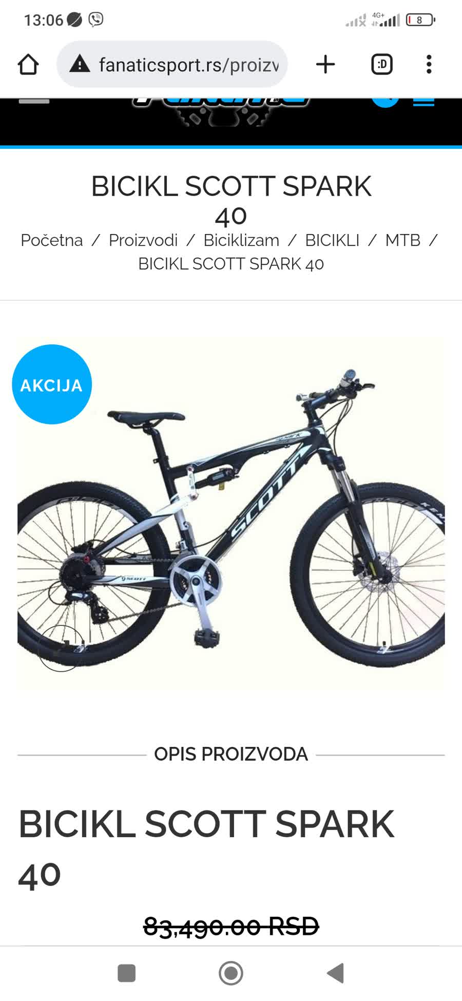 Slika ukradenog bicikla
