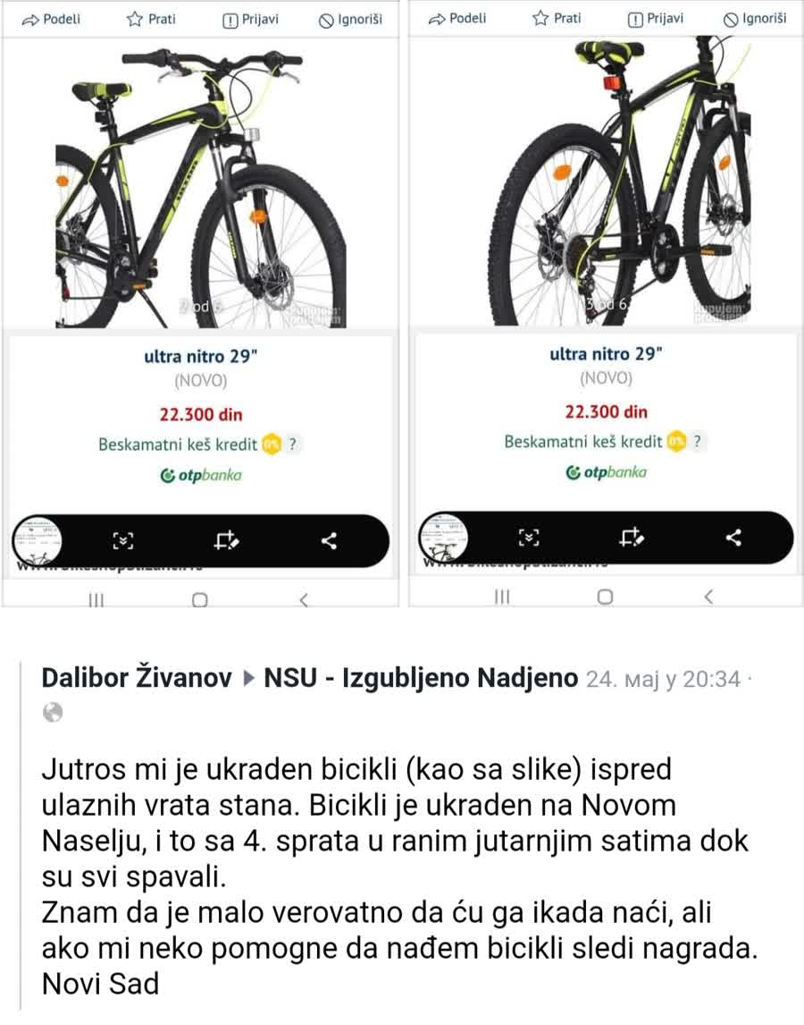 Slika ukradenog bicikla